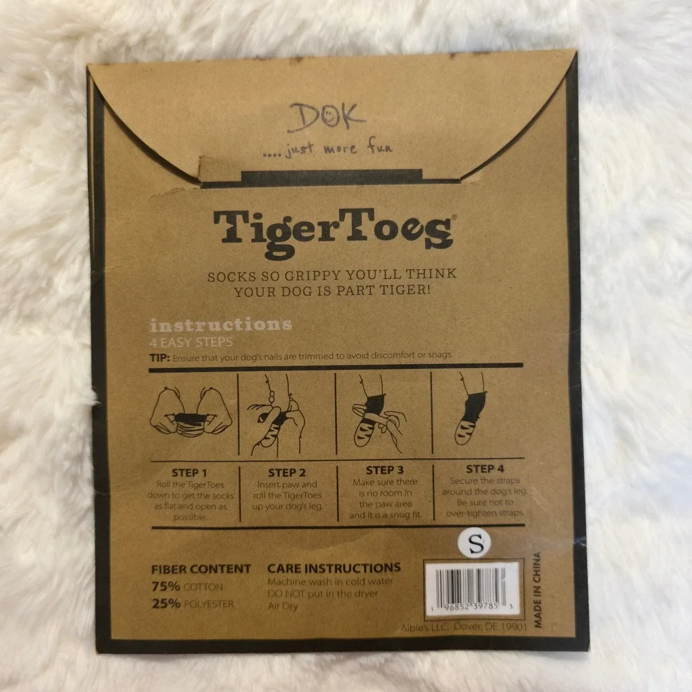 TigerToes Premium Grip Dog Socks Small Black Grey New 4 Pack Adjustable Straps